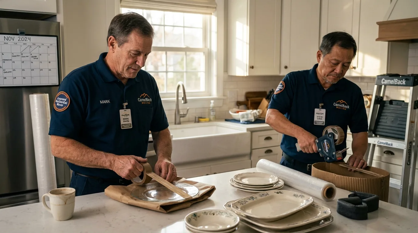 Professional crew packing kitchen dishware in Verona, KY